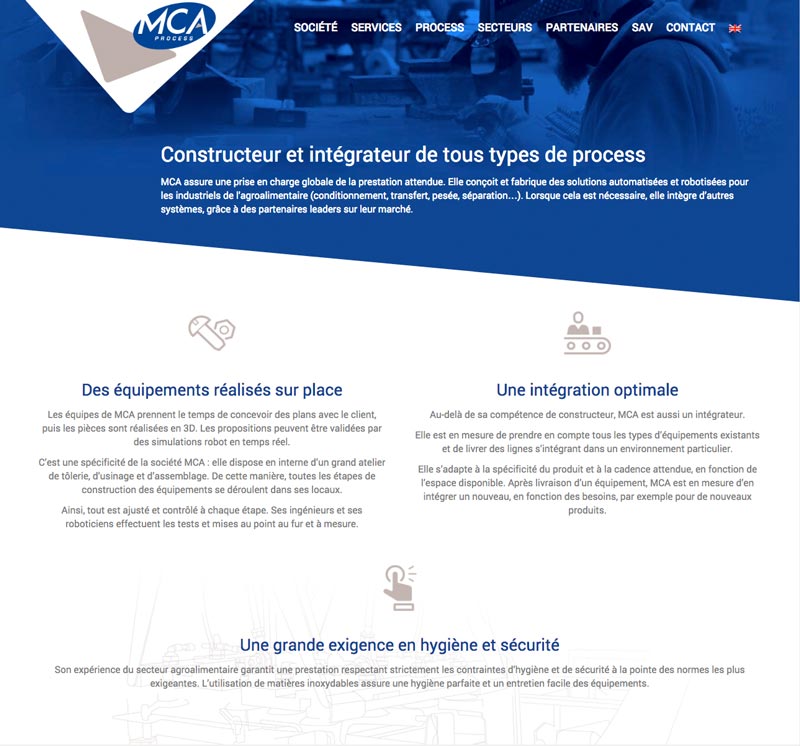 site web pour MCA Process