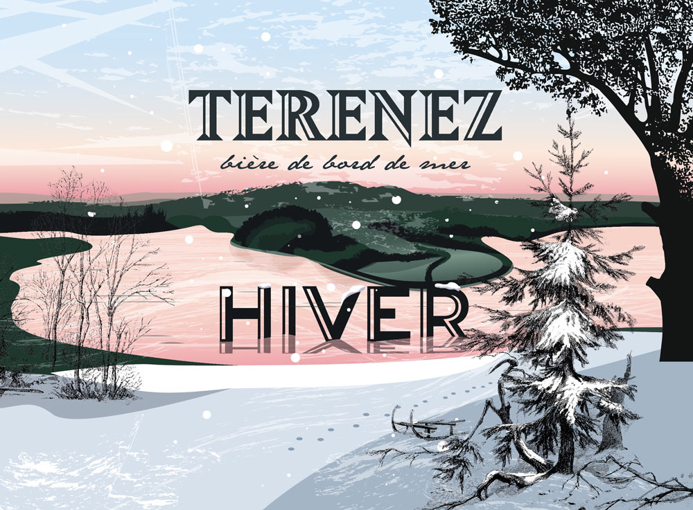 etiquette-terenez-hiver Packaging Terenez pour la bière de Noël de la Brasserie du Bout du Monde créé par K unique, agence de communication à Quimper