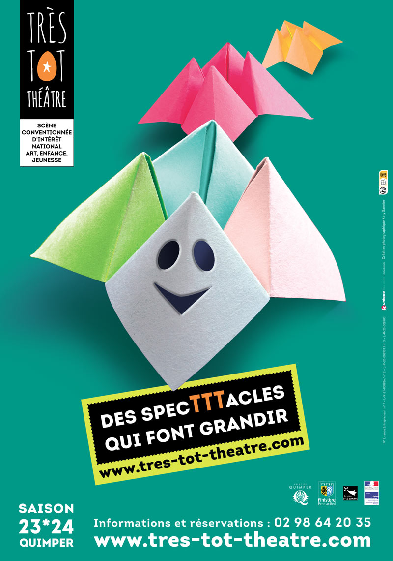 TTT_2023_24_DES_SPECTACLES_GRANDIR Affiche Très Tôt Théâtre 2023-2024 créé par K unique, agence de communication à Quimper